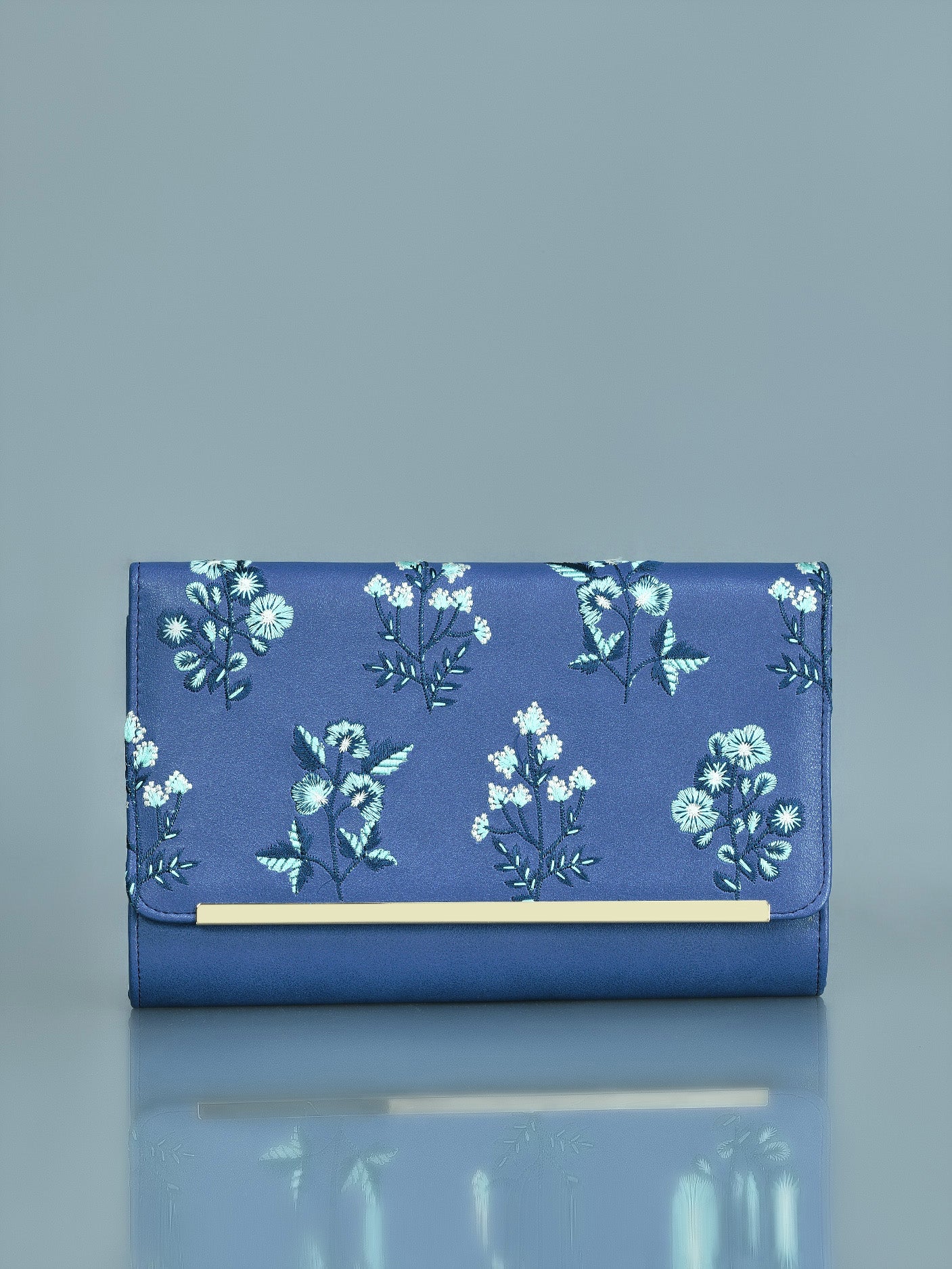 Floral Embroidered Clutch