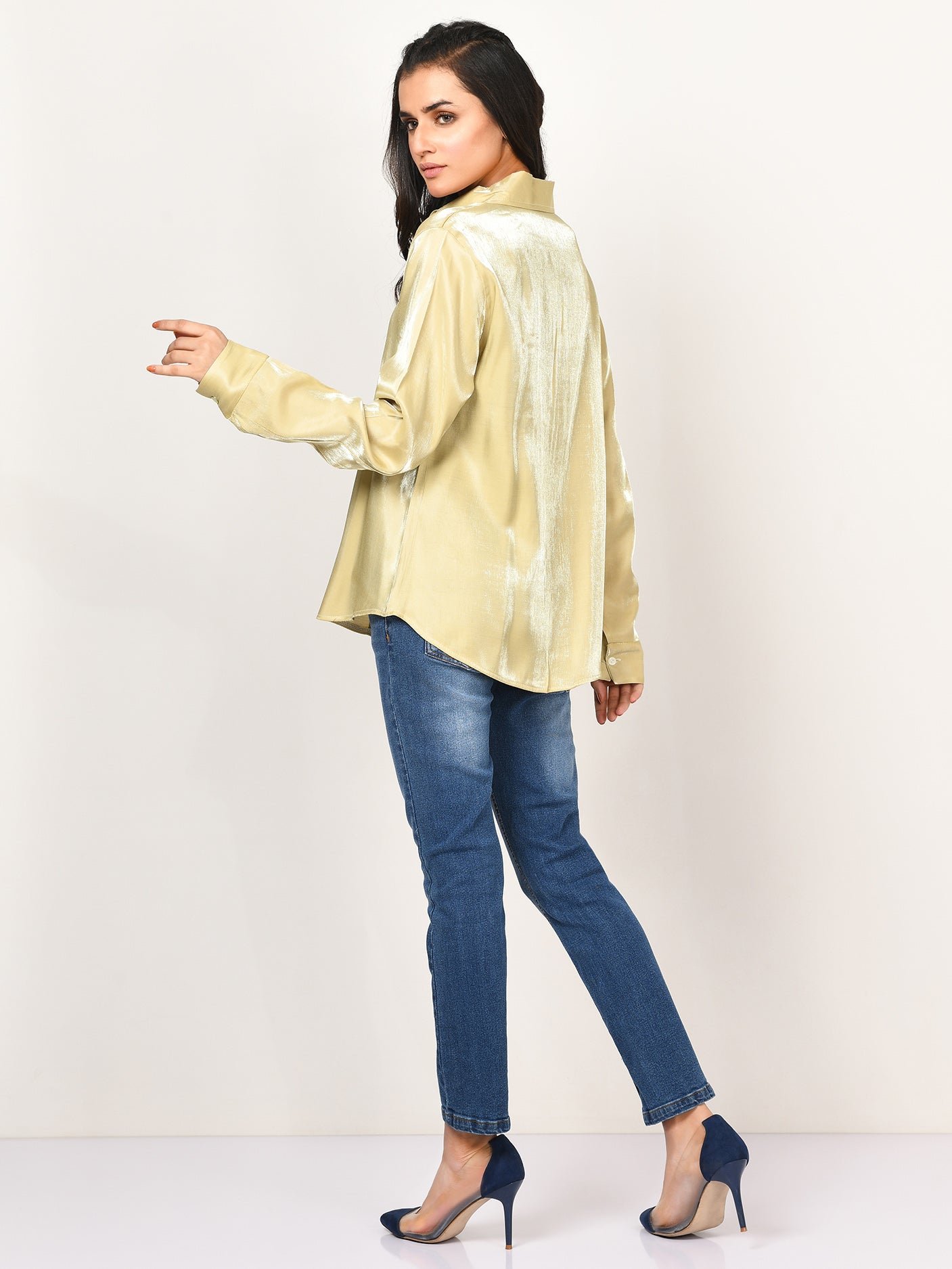 Shimmer Collared Top