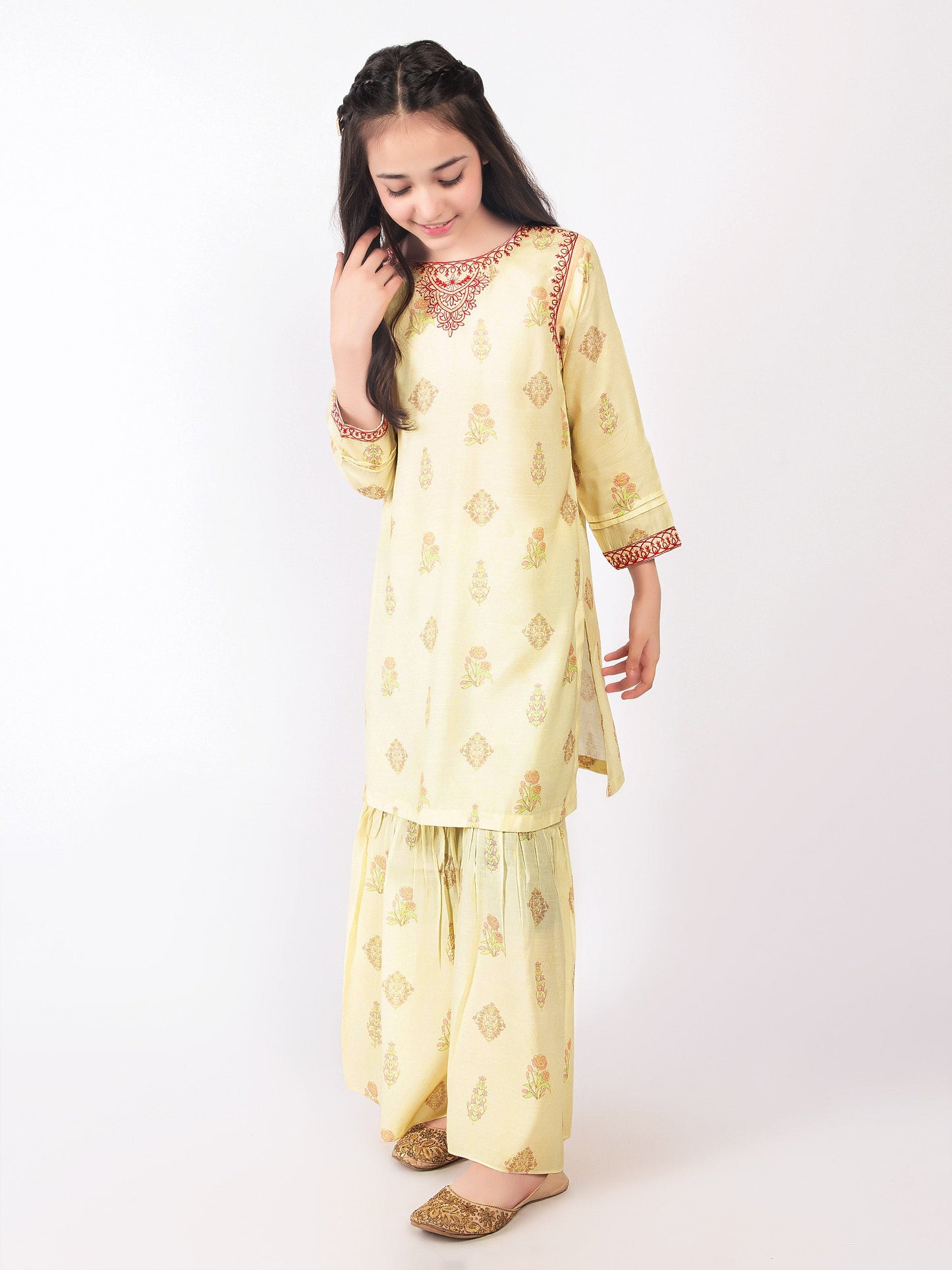 Embroidered Raw Silk Suit