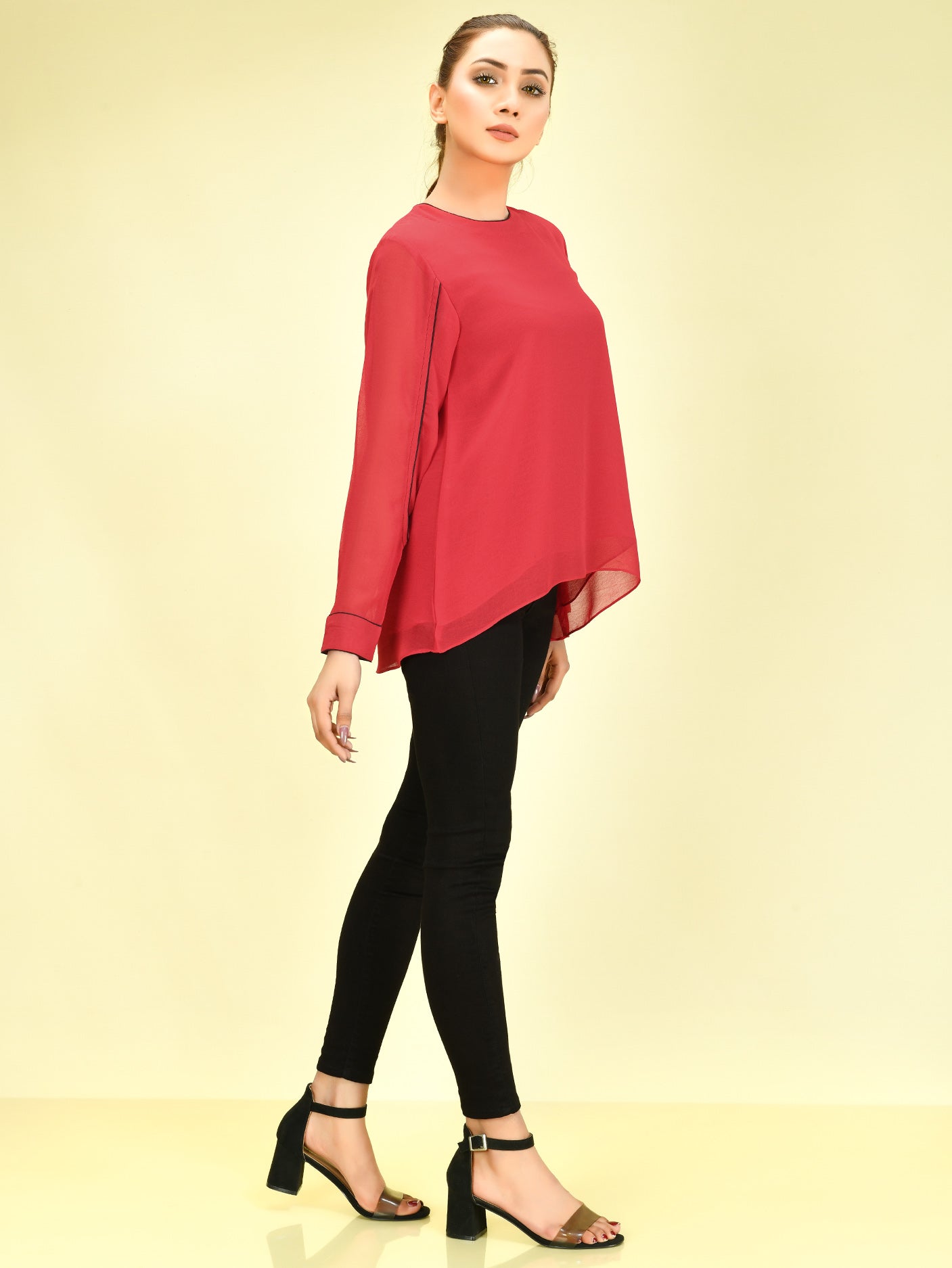 Basic Chiffon Top - Red