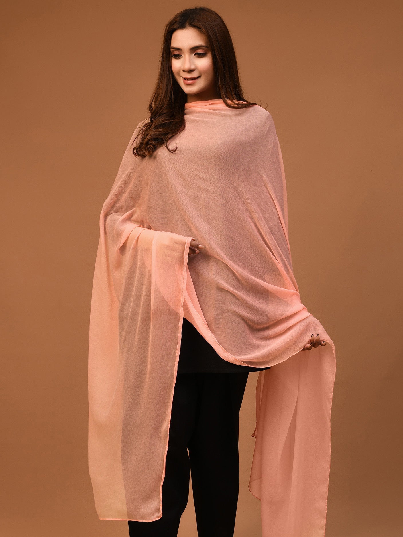Dyed Chiffon Dupatta-Baby Pink