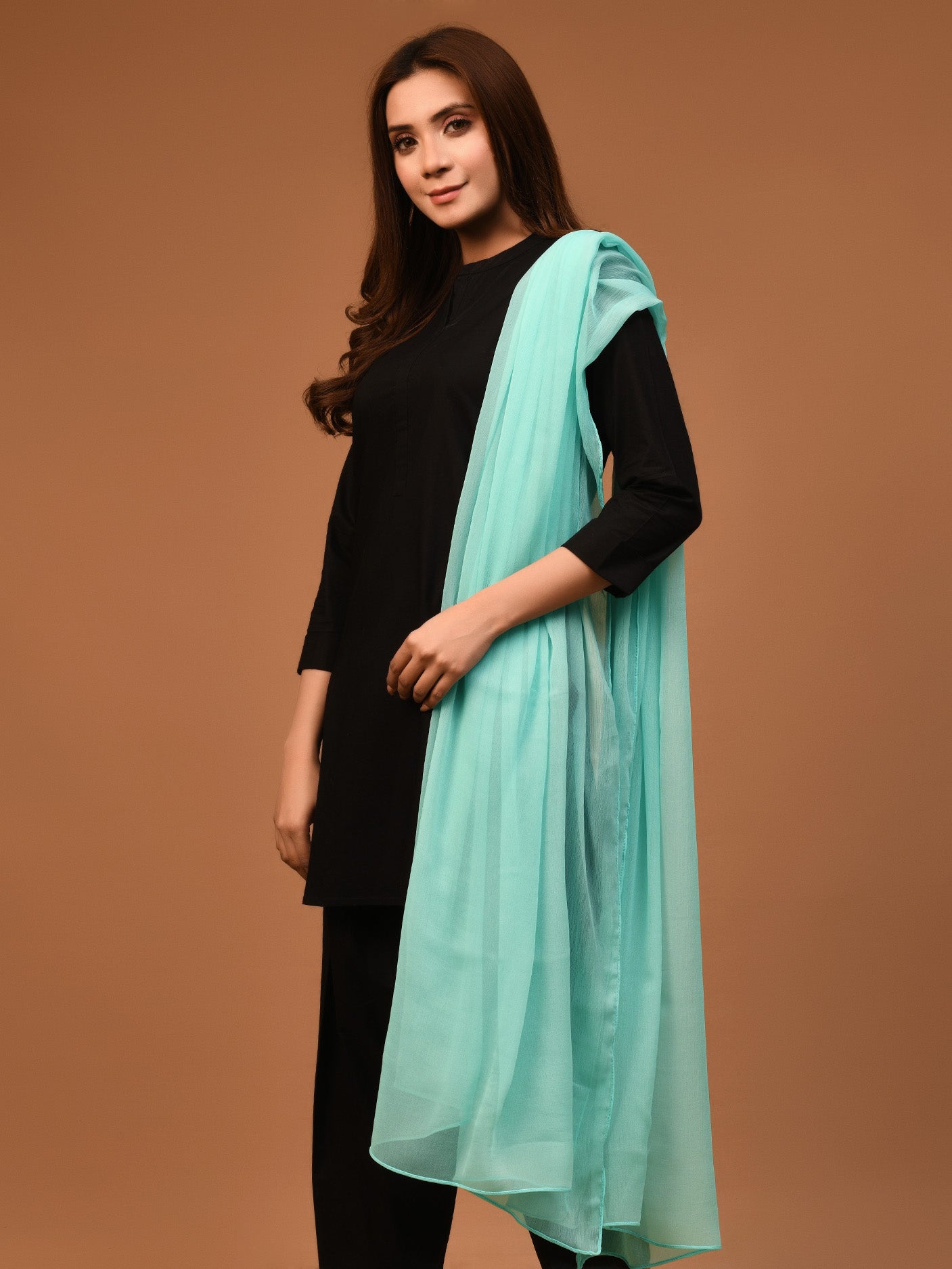 Chiffon Dupatta - Aqua