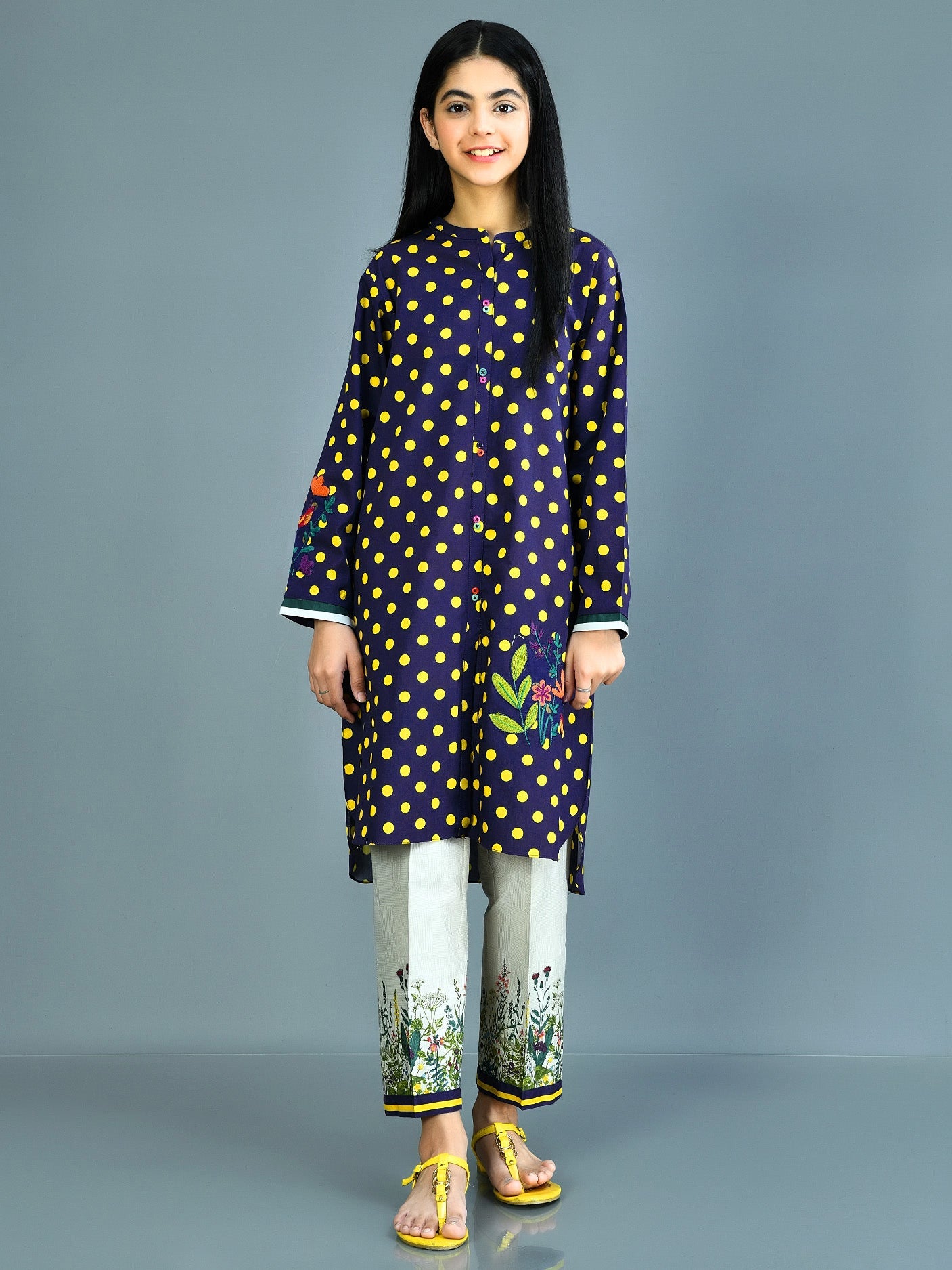 Embroidered Polka Dot Suit