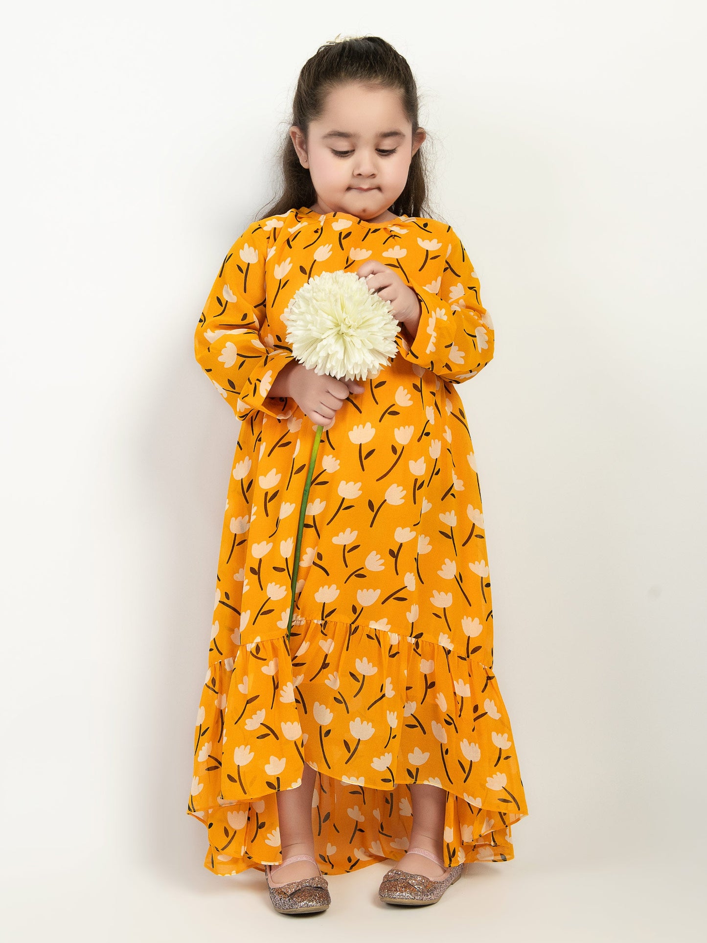 Printed Sunflower Chiffon Frock