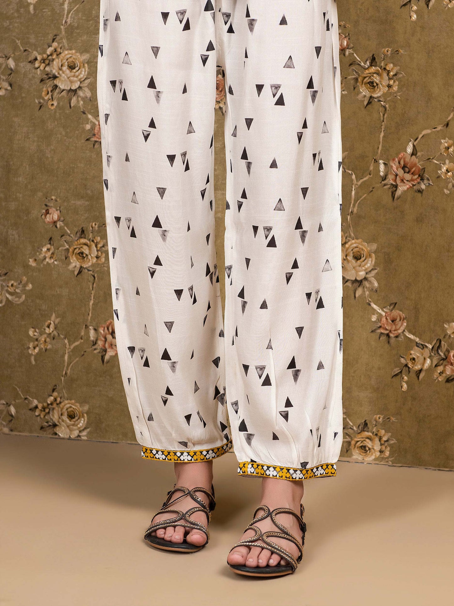 Embroidered Silk Trousers