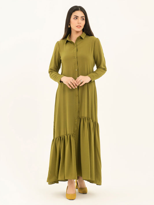 Button Down Polyester Dress