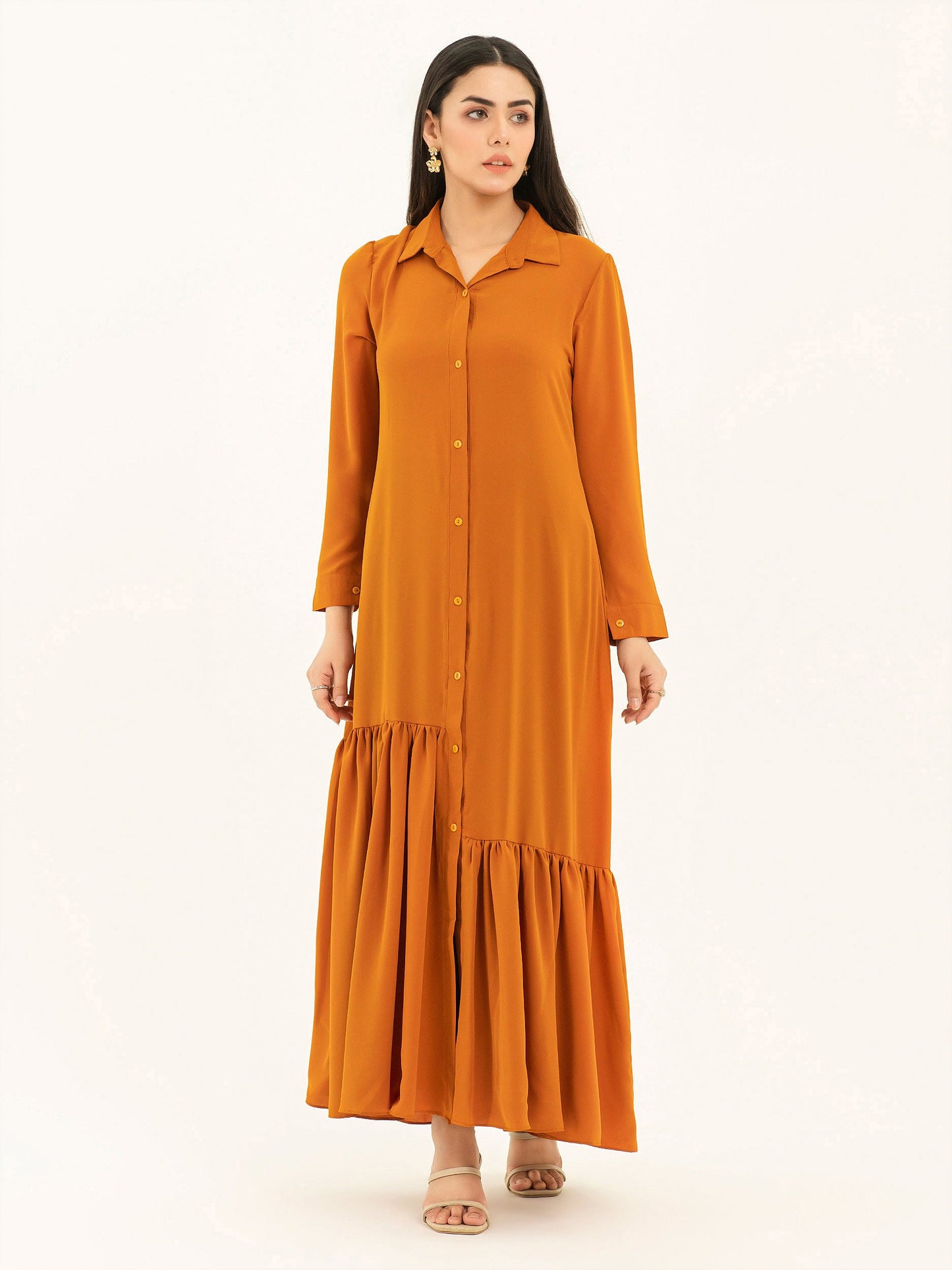 Button Down Polyester Dress