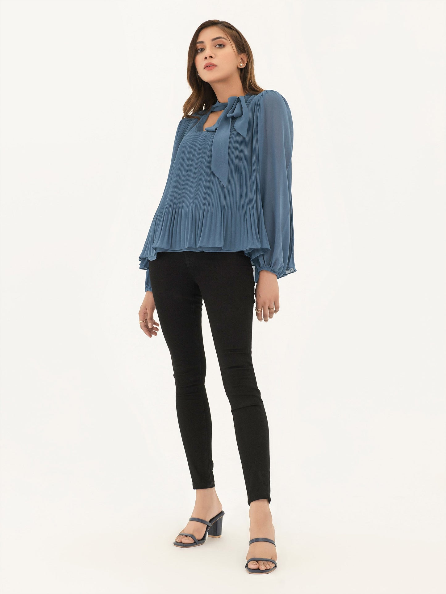 Ribbed Chiffon Top