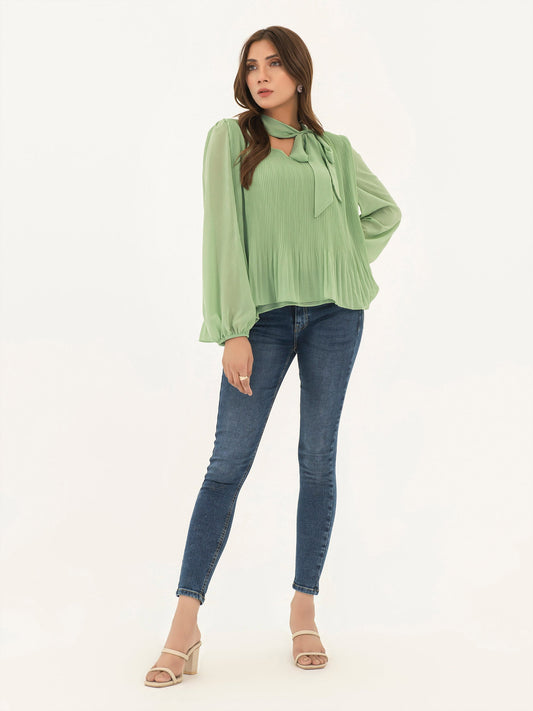 Ribbed Chiffon Top