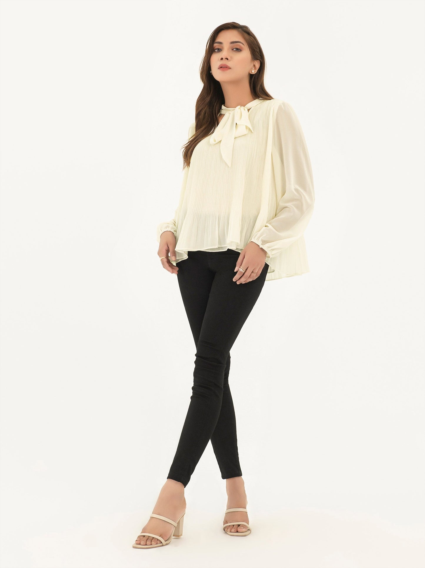 Ribbed Chiffon Top