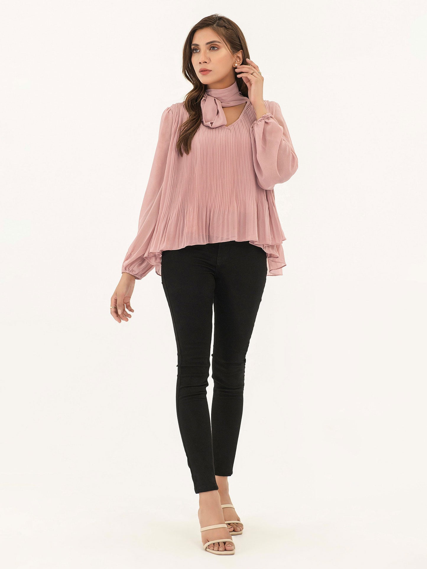 Ribbed Chiffon Top