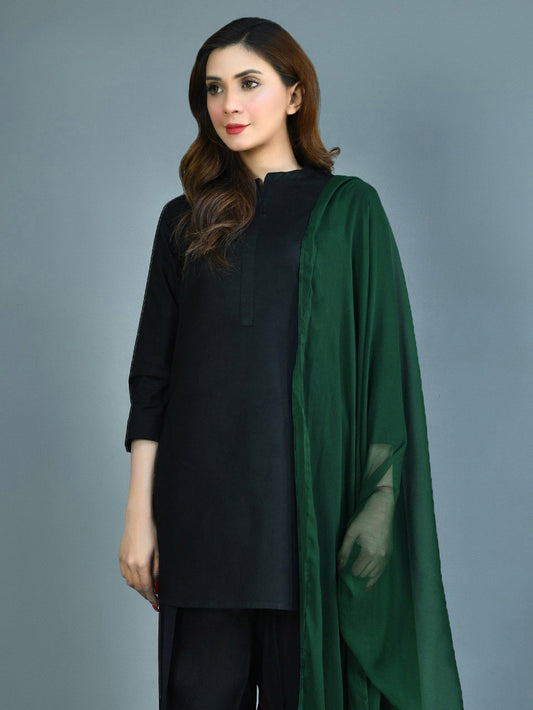 Chiffon Dupatta - Bottle Green