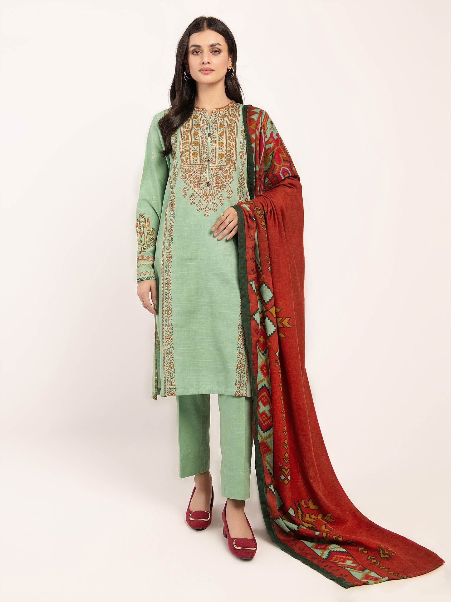 Embroidered Khaddar Suit