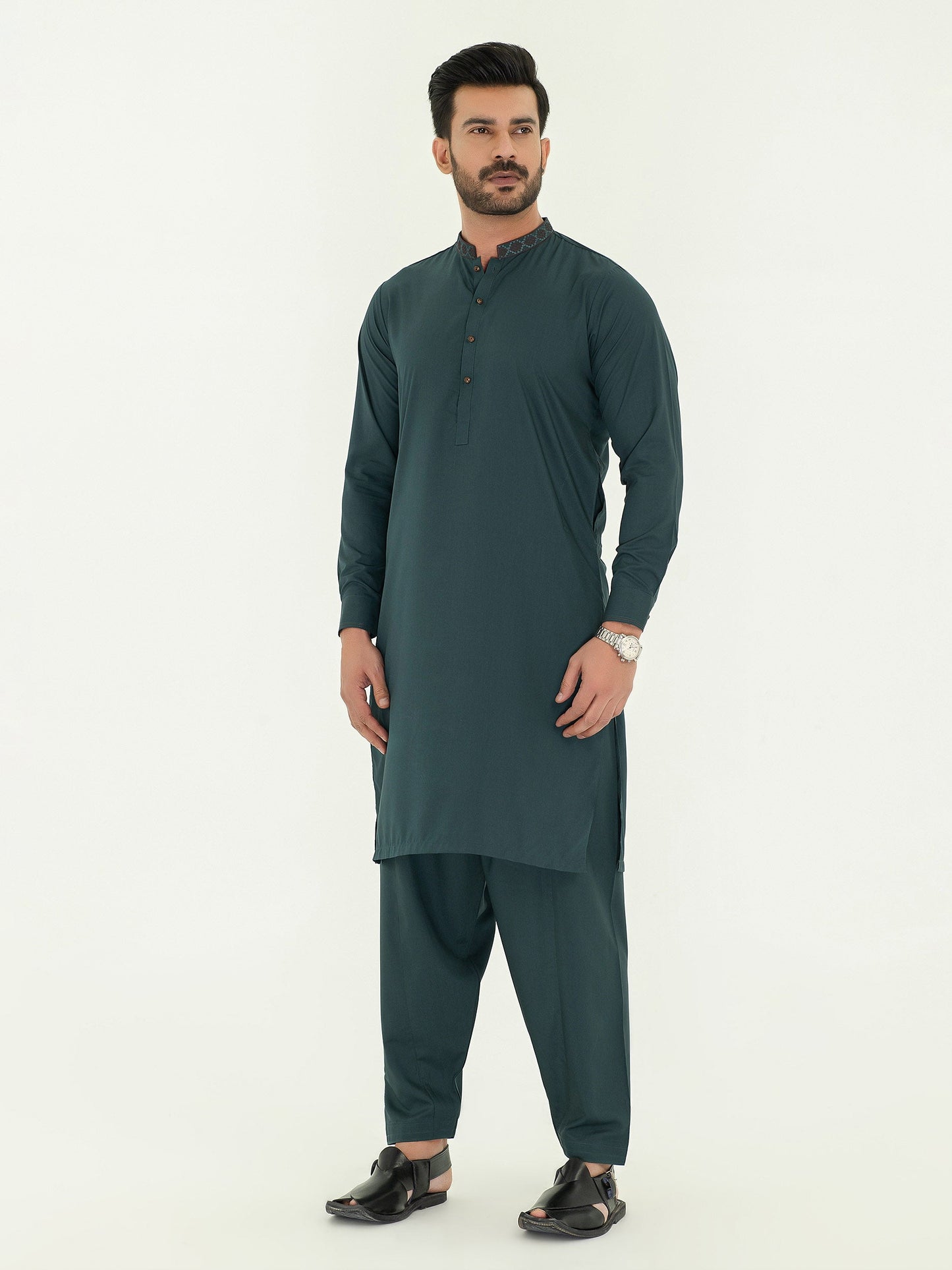 2 Piece Embroidered Wash and Wear Suit