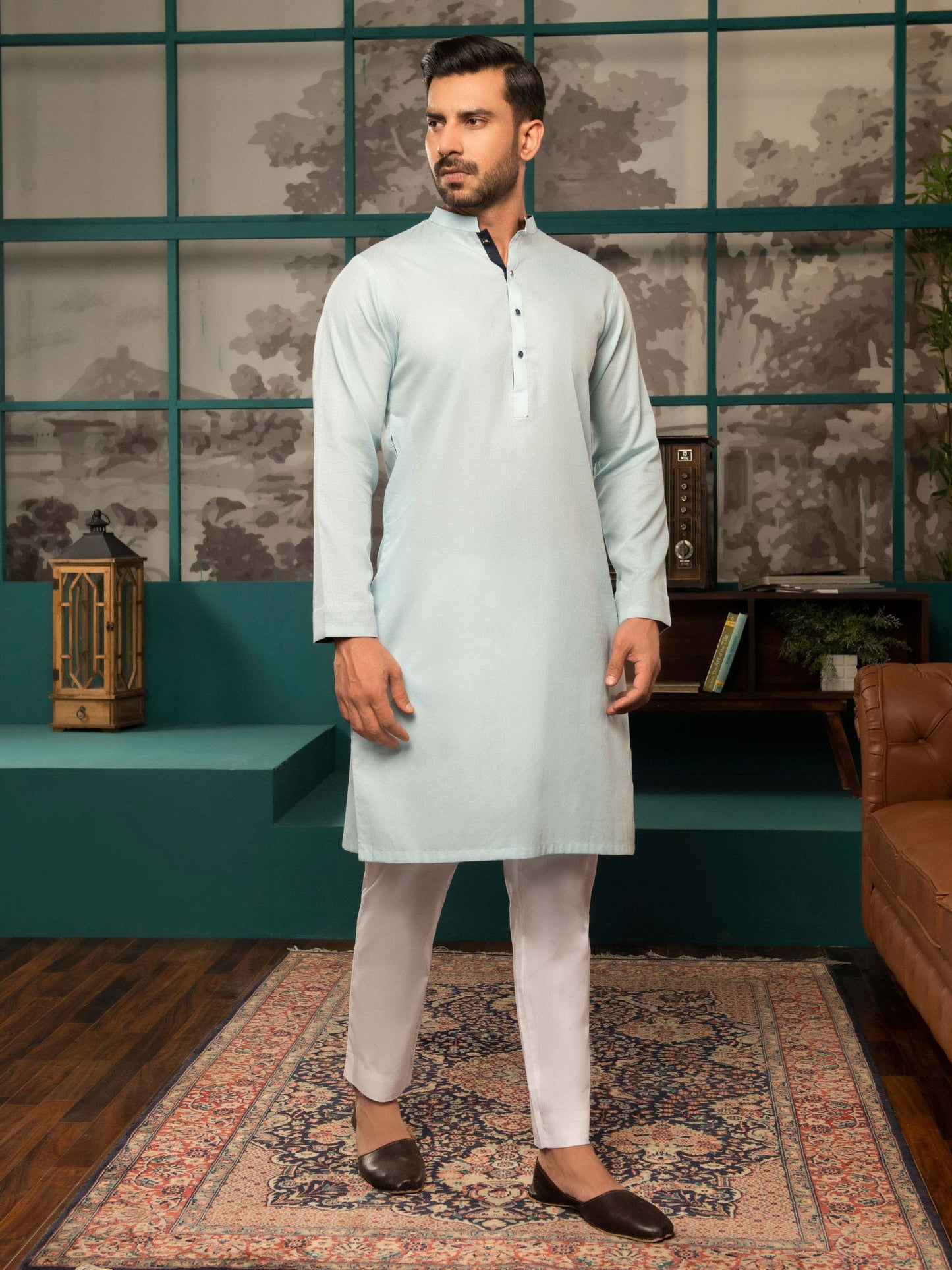 Self Jacquard Kurta