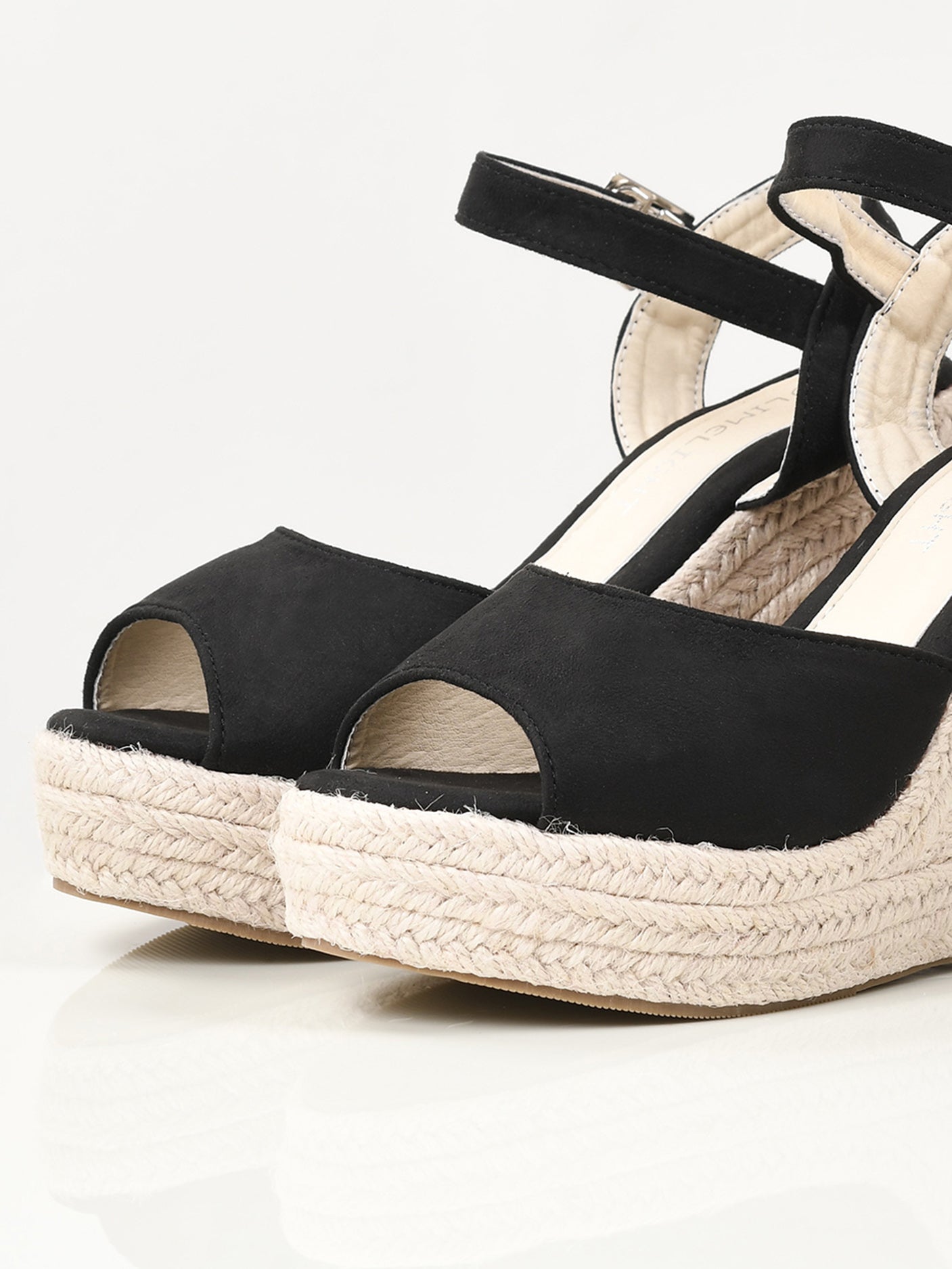 Suede Weave Wedges - Black