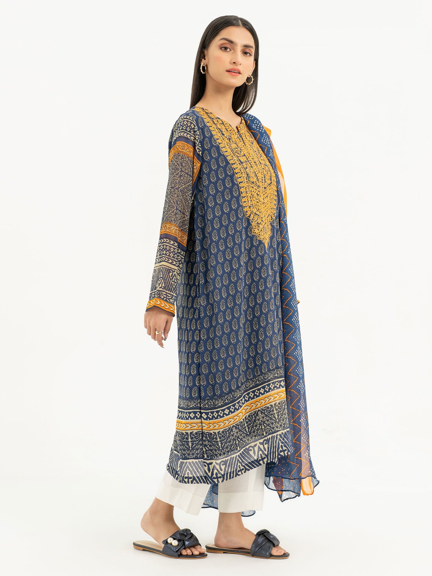 2 Piece Embroidered Chiffon Suit