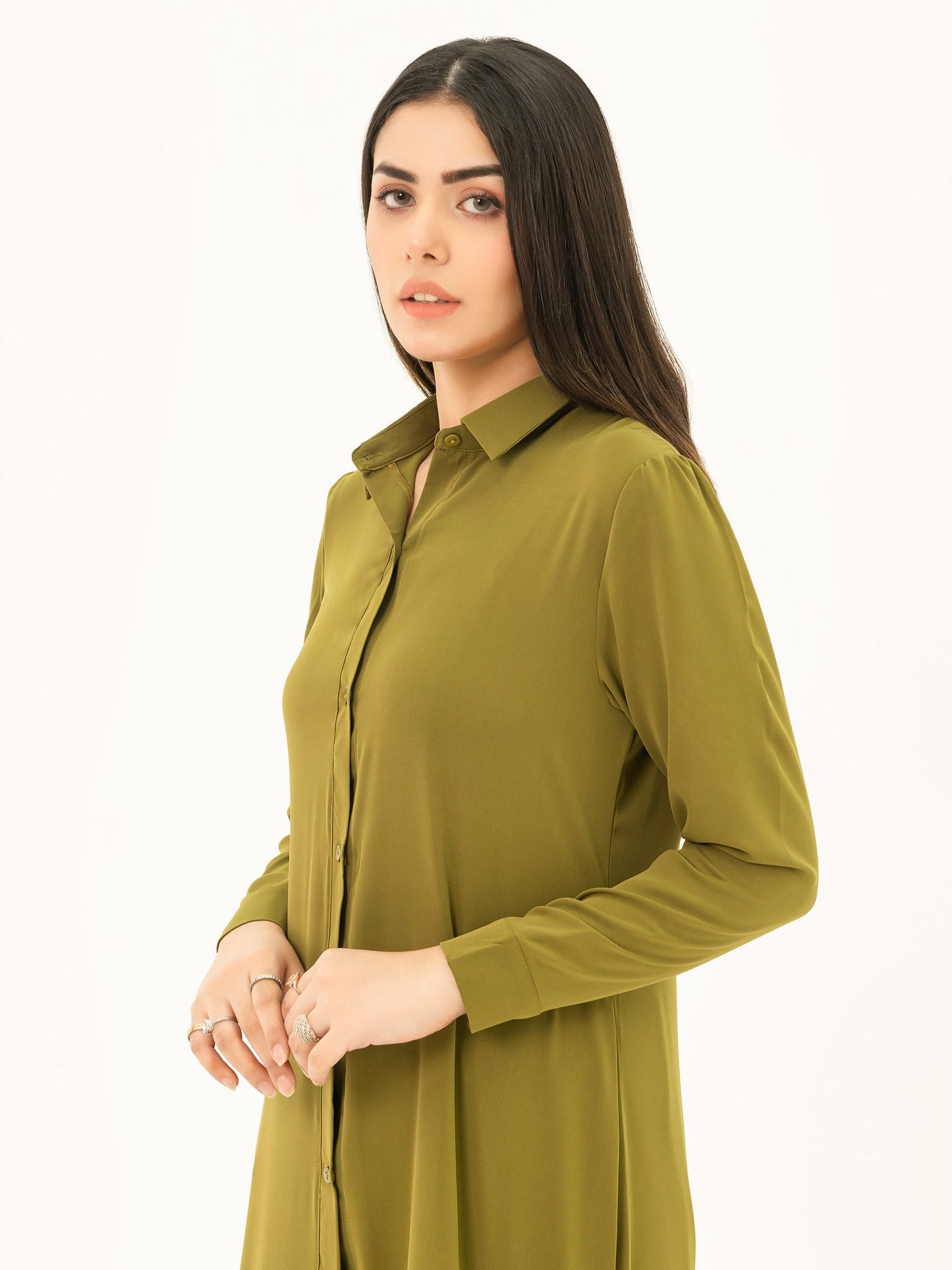 Button Down Polyester Dress