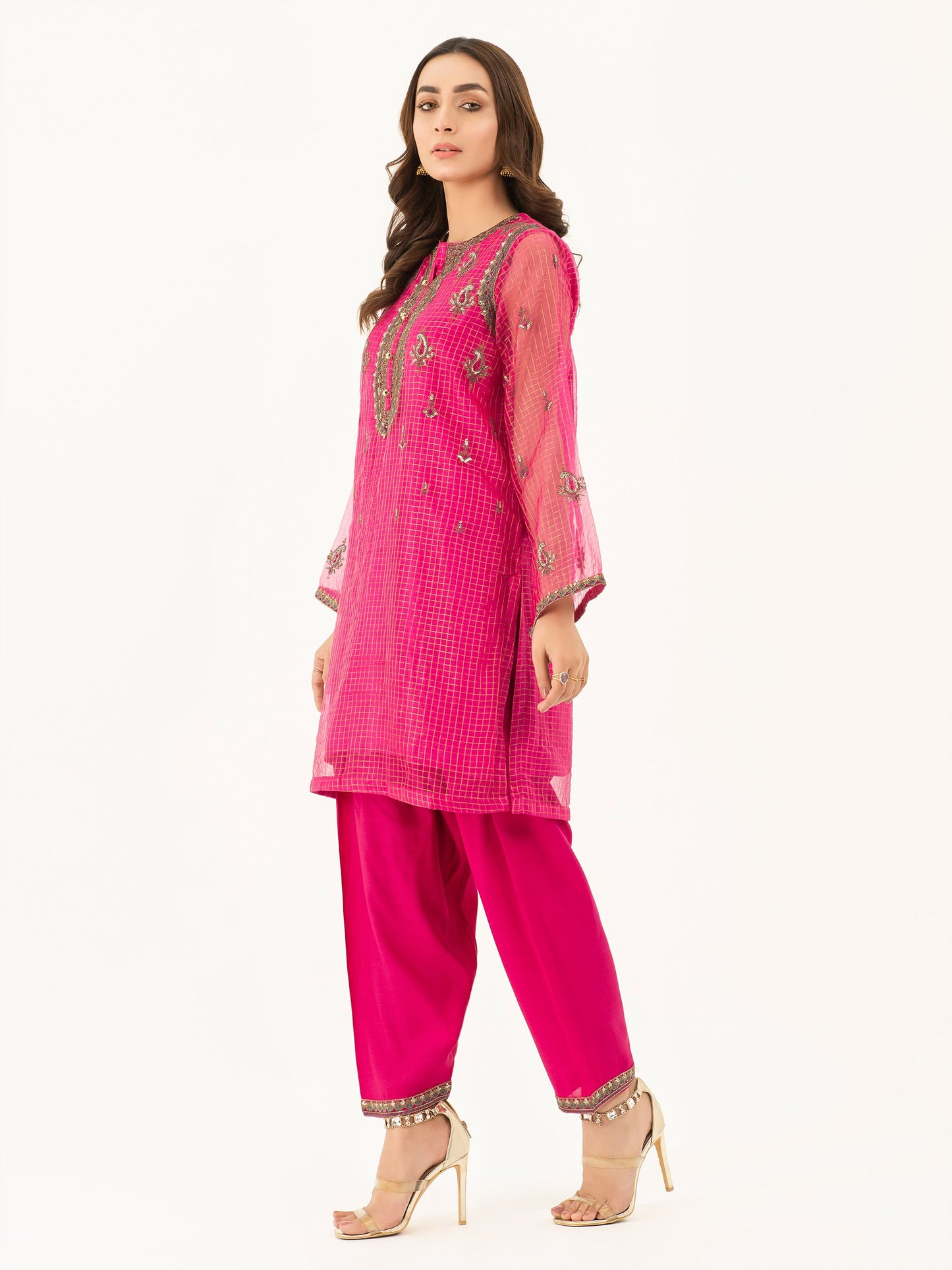 Embroidered Organza Suit