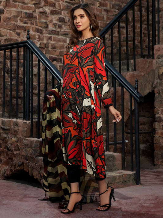 Printed Raw Silk 2 Piece Suit