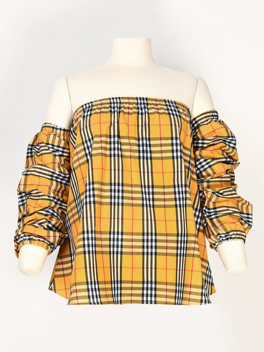 Plaid Off Shoulder Top