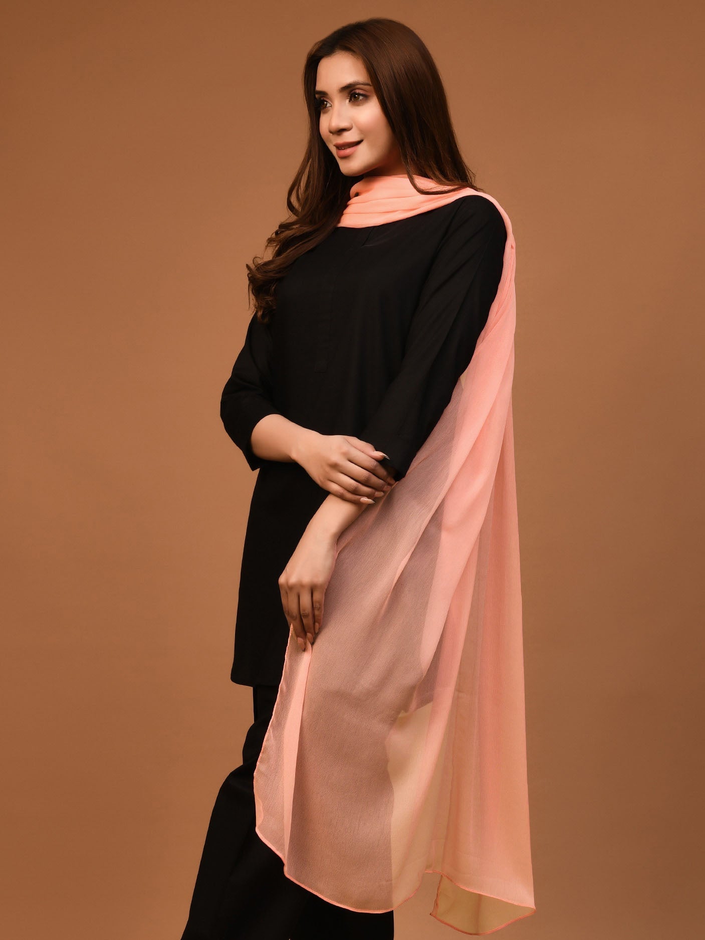 Dyed Chiffon Dupatta-Baby Pink