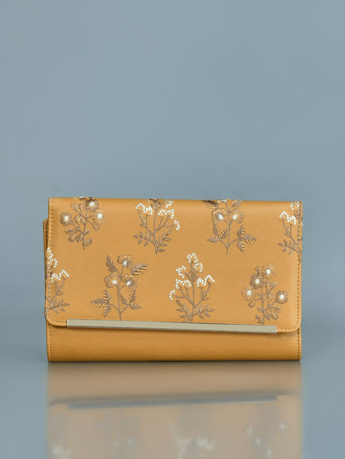 Floral Embroidered Clutch